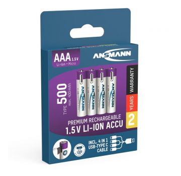 Įkraunami elementai ANSMANN AAA, 400 mAh, 1,5V, 4 vnt.