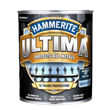 Metalo dažai Hammerite Ultima Smooth, 0.7 l, antracito