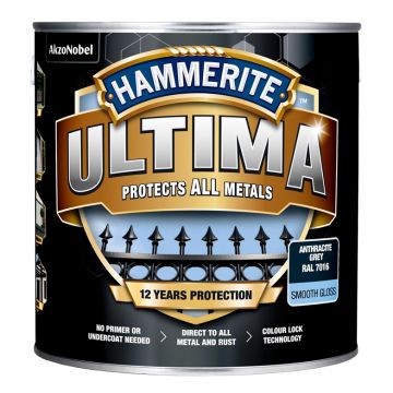 Metalo dažai Hammerite Ultima Smooth, 2.2 l, antracito