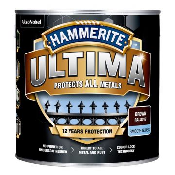 Metalo dažai Hammerite Ultima Smooth, 2.2 l, ruda