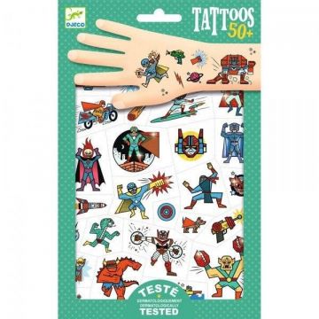 Rinkinys tatuiruotėms Djeco Superheroes DJ09614