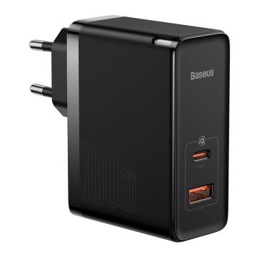 Telefono įkroviklis Baseus  USB/USB-C, juoda, 100 W