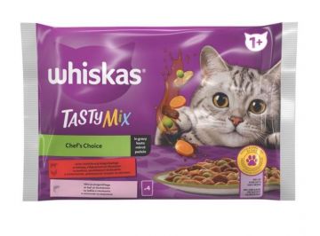 Šlapias kačių maistas Whiskas, žuvis/mėsa, 4x85g