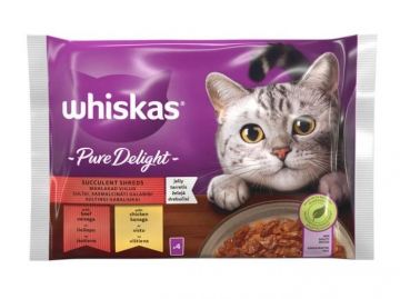 Šlapias kačių maistas Whiskas Pure Delight, mėsa, 4x85g