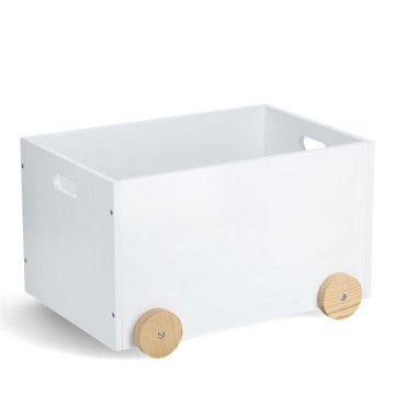 Žaislų dėžė ZELLER WITH WHEELS, balta/medžio sp.,50×36×30 cm