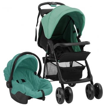  Vaikiškas vežimėlis 3-1, žalios ir juodos spalvos, plienas