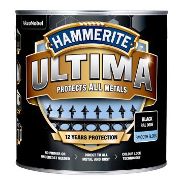 Metalo dažai Hammerite Ultima Smooth, 2.2 l, juoda