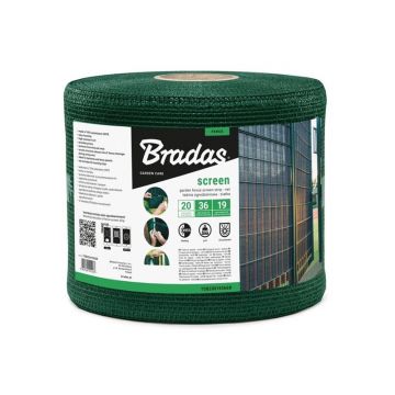 Tinklinė tvoros juosta Bradas 19 cm x 36 m, žalia