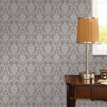  Neaustinių tapetų rulonai, 4vnt., taupe spalvos, 0,53x10m, su ornamentais