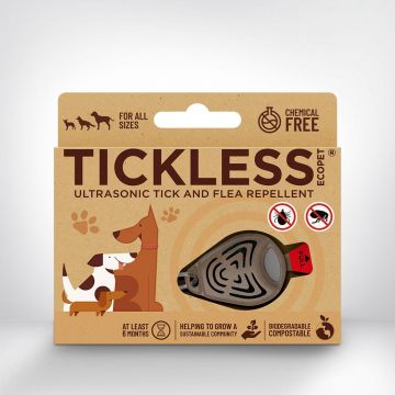 TICKLESS Eco Pet gyvūnų augintinių ultragarsinis pakabukas nuo erkių ir blusų rudas