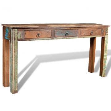  Konsolinis staliukas su 3 stalčiais, perdirbta mediena 