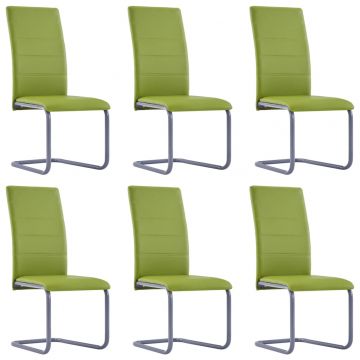  Gembinės valgomojo kėdės, 6vnt., žalios, dirbtinė oda