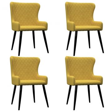  Valgomojo kėdės, 4 vnt., geltonos spalvos, aksomas (2x282530)