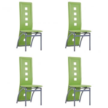  Valgomojo kėdės, 4vnt., žalios spalvos, dirbtinė oda