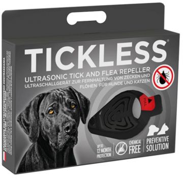 TICKLESS Ultragarsinis šunų pakabukas nuo erkių ir blusų juodas
