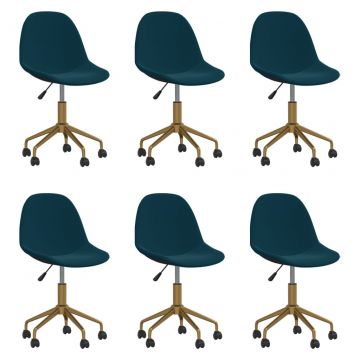 3086109  Swivel Dining Chairs 6 pcs Blue Velvet(3x333499)