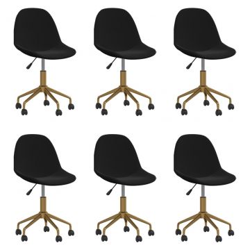 3086102  Swivel Dining Chairs 6 pcs Black Velvet(3x333492)