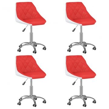 3088727  Swivel Dining Chairs 4 pcs Red and White Faux Leather (2x335261)