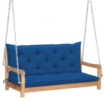  Supamas suoliukas su mėlynos spalvos pagalvėle, 120cm, tikmedis