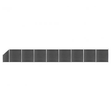  Tvoros segmentų rinkinys, juodos spalvos, 1484x(105-186)cm, WPC  