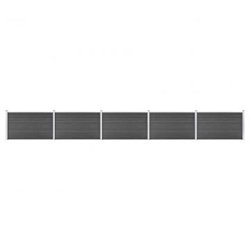  Tvoros segmentų rinkinys, juodos spalvos, 872x105cm, WPC  