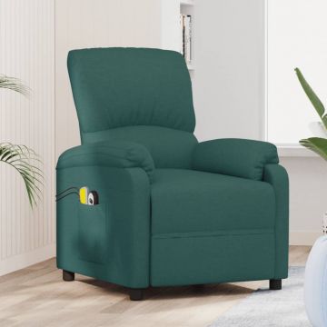  Elektrinis masažinis krėslas, tamsiai žalios spalvos, audinys