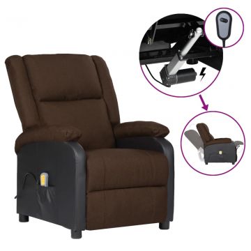  Elektrinis masažinis krėslas, rudas, dirbtinė oda ir audinys