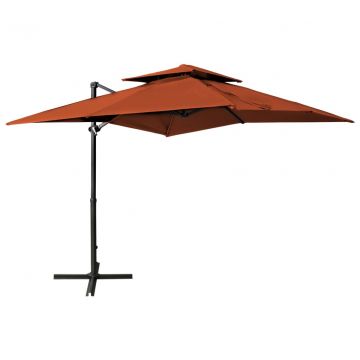  Gembinis skėtis su dvigubu viršumi, terakota spalvos, 250x250cm