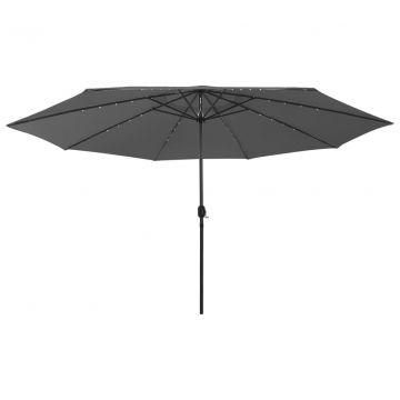  Lauko skėtis su LED ir metaliniu stulpu, antracito, 400cm