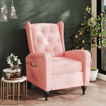  Atlošiamas masažinis krėslas, rožinės spalvos, aksomas