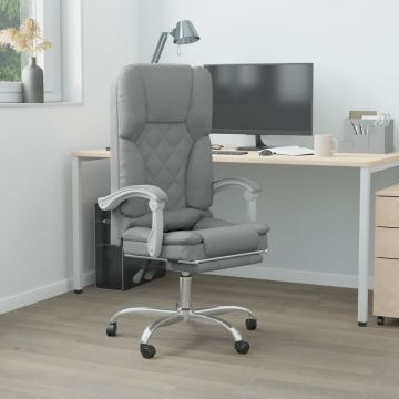  Atlošiama masažinė biuro kėdė, šviesiai pilkos spalvos, audinys
