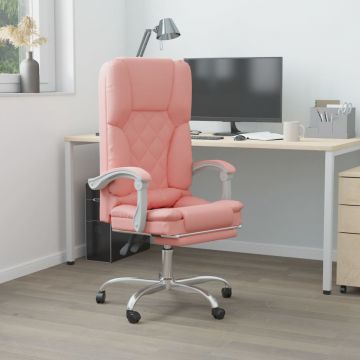  Atlošiama masažinė biuro kėdė, rožinės spalvos, dirbtinė oda