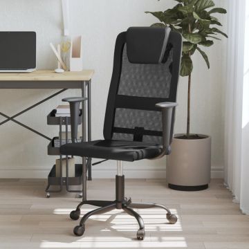  Biuro kėdė, juoda, tinklinis audinys ir dirbtinė oda
