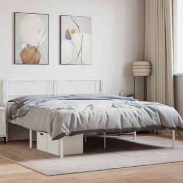 Metalinis lovos rėmas su galvūgaliu, baltos spalvos, 120x200cm