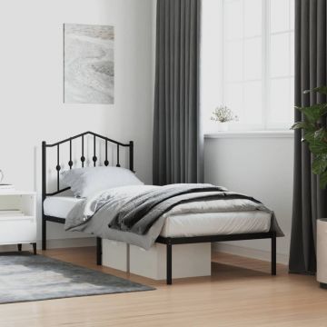  Metalinis lovos rėmas su galvūgaliu, juodos spalvos, 90x190cm