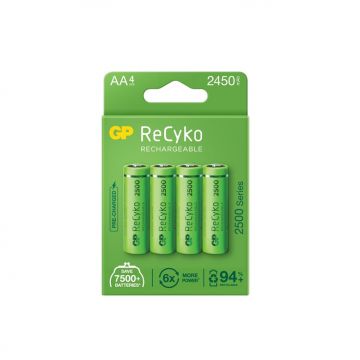 Įkraunami elementai GP RECYKO AA, 2450mAh, 4 vnt.