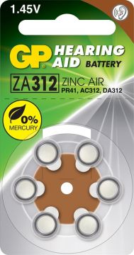 Elementai GP ZINC AIR ZA312F/PR41, 1,45V, 6 vnt.