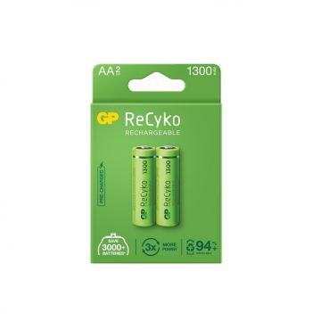 Įkraunami elementai GP RECYKO AA, 1300mAh, 2 vnt.