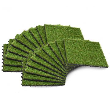  Dirbtinės žolės plytelės, 20 vnt., 30 x 30 cm, žalios spalvos