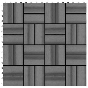  Grindų plytelės, 11vnt., pilkos spalvos, 30x30cm, 1m², WPC