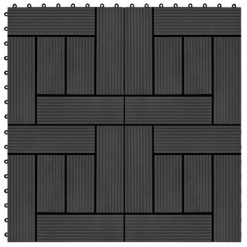  Grindų plytelės, 11vnt., juodos spalvos, 30x30cm, 1m², WPC