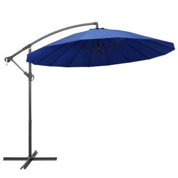  Kabantis skėtis nuo saulės, mėlynas, 3m, aliuminio stulpas