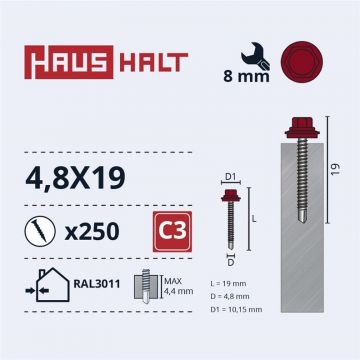 SAVISR 4.8X19 MET+EPDM RAL3011 (250-12)