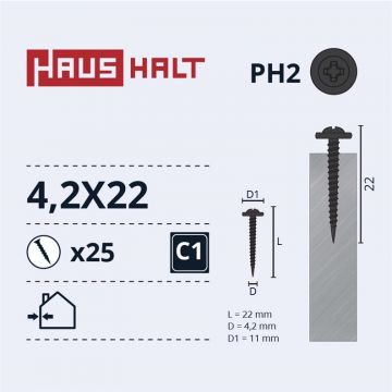 Savisriegiai Haushalt, DIN 14566, 4,2 x 22 mm, 25 vnt.