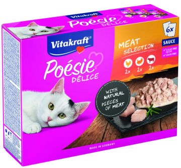 VITAKRAFT POESIE DELICE multipack suaugusių kačių konservuotas pašaras su mėsa 6x85 g