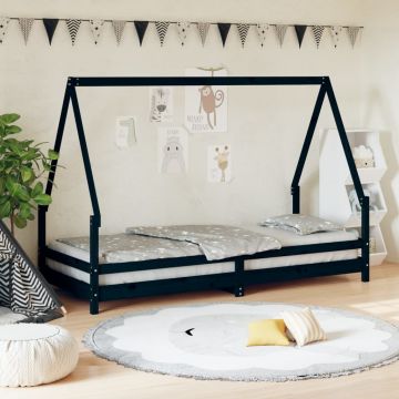  Vaikiškos lovos rėmas, juodas, 90x200cm, pušies masyvas