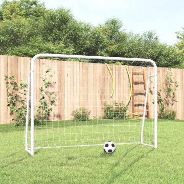  Futbolo vartai, balti, 214x75x152cm, plienas/poliesteris 