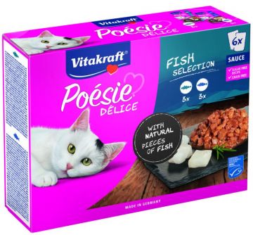 VITAKRAFT POESIE DELICE multipack suaugusių kačių konservuotas pašaras su žuvimi 6x85 g