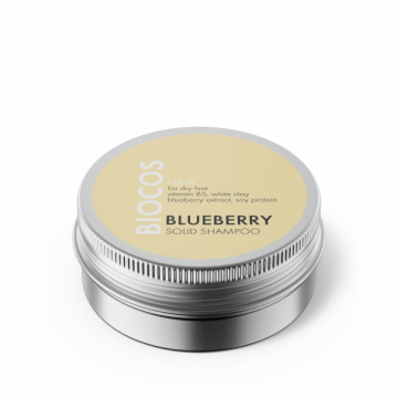 Kietas šampūnas sausiems plaukams BIOCOS BLUEBERRY, 90 g.